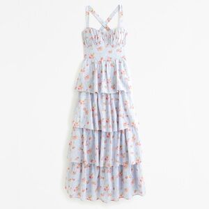Abercrombie Lace-Up Back Tiered Maxi Dress